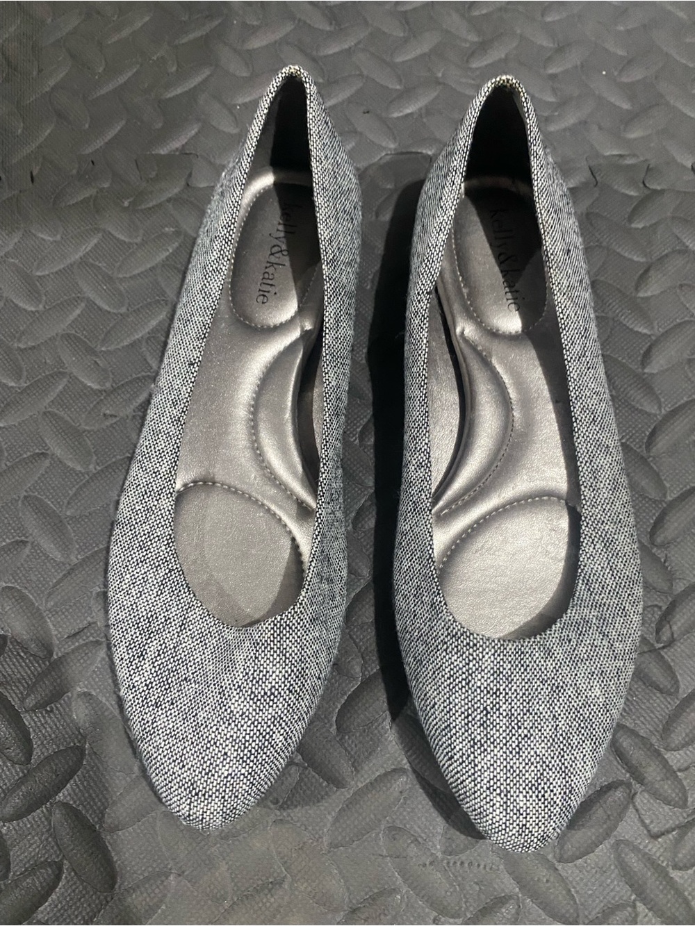 Kelly & Katie Gray Tweed Pointed-Toe Ballet Flats